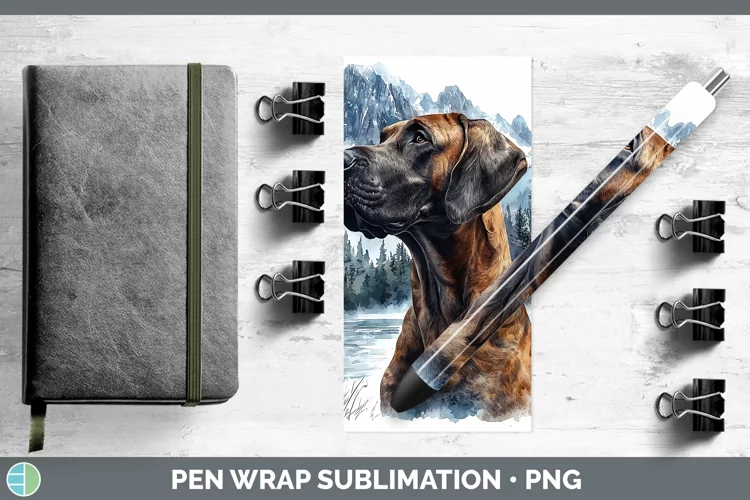 Winter Dogs Great Dane Pen Wrap Sublimation Epoxy Pen Design
