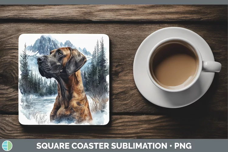 Winter Dogs Great Dane Square Coaster Sublimation Coaster De