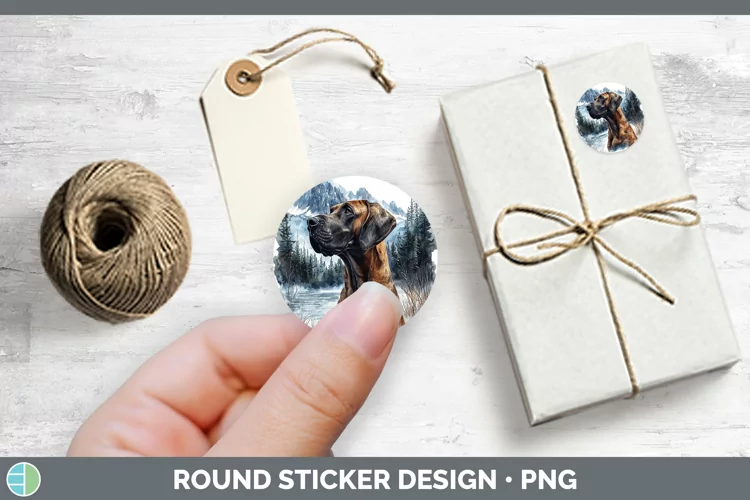 Winter Dogs Great Dane Stickers | Round Labels Designs