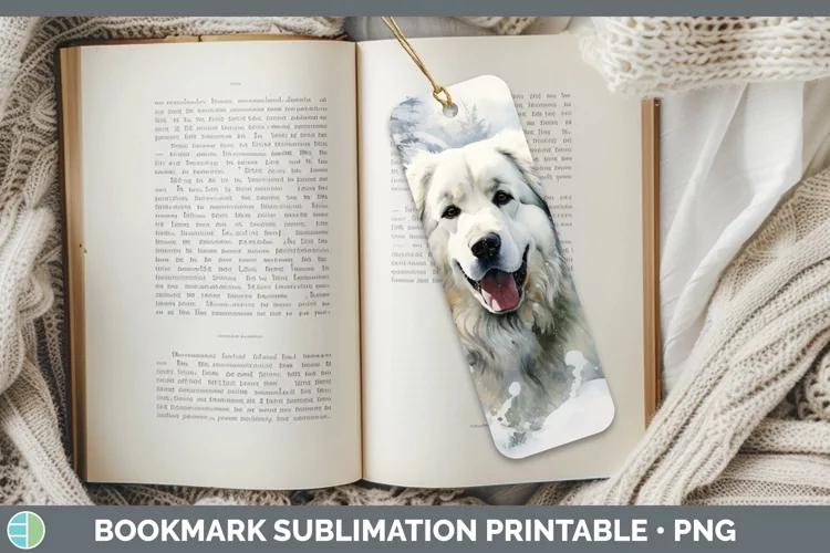 Winter Dogs Great Pyrenees Bookmark Sublimation Printable De