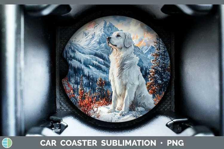Winter Dogs Great Pyrenees Car Coaster Sublimation Coaster D