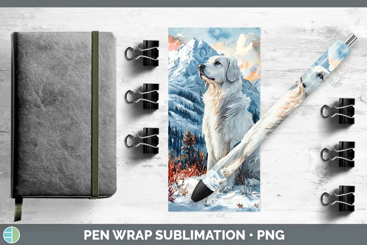 Winter Dogs Great Pyrenees Pen Wrap Sublimation Epoxy Pen De