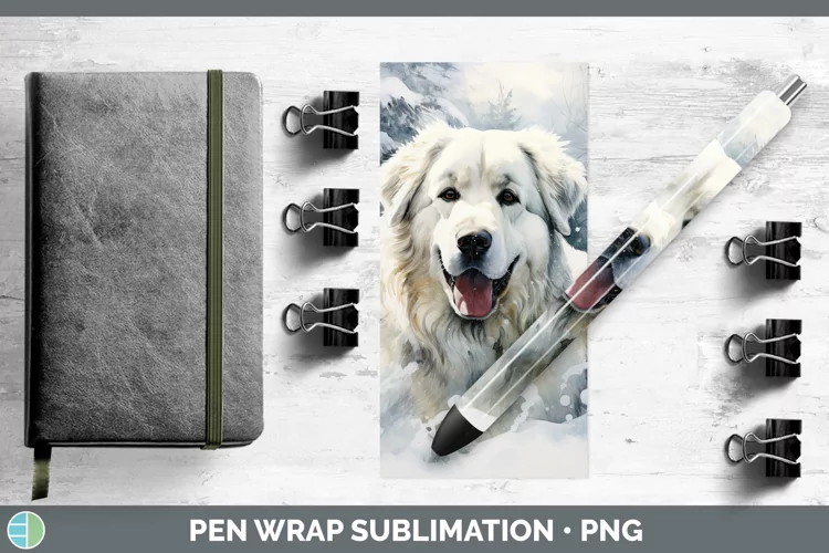 Winter Dogs Great Pyrenees Pen Wrap Sublimation Pen Designs