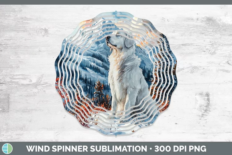 Winter Dogs Great Pyrenees Wind Spinner Sublimation Spinner