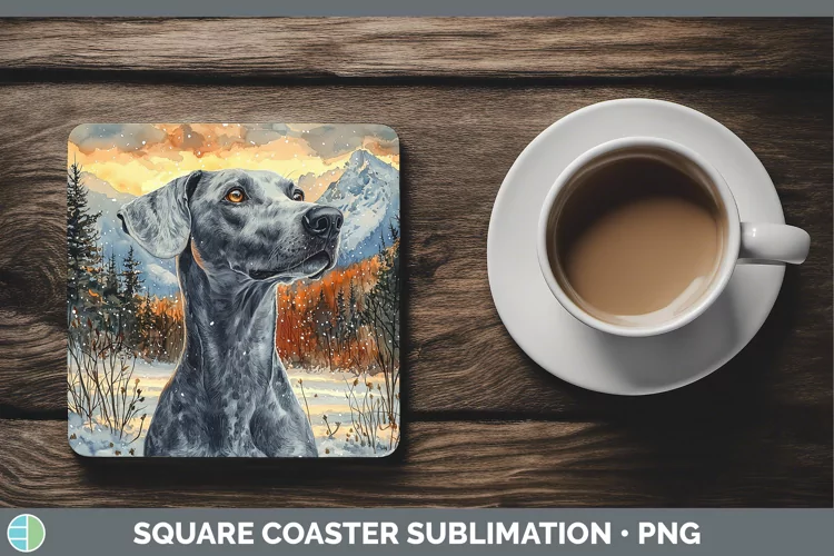 Winter Dogs Greyhound Square Coaster Sublimation Coaster Des