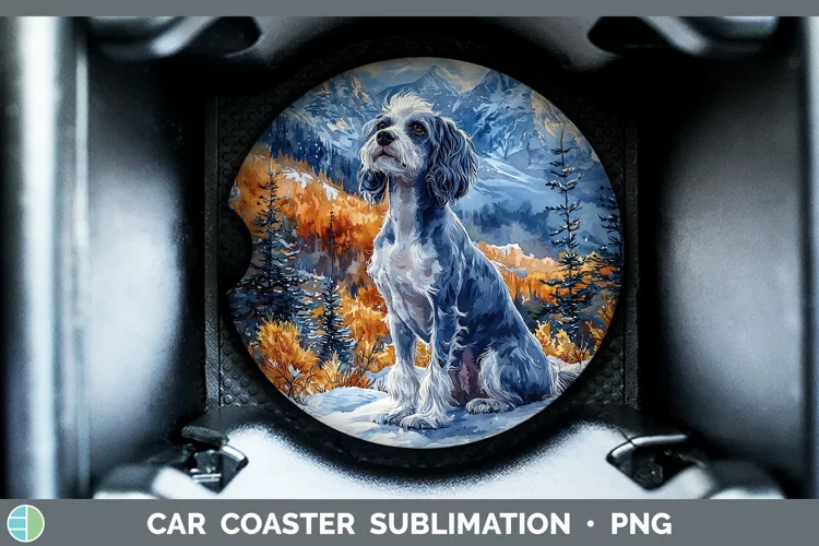 Winter Dogs Hairless Chinese Crested Dog Car Coaster Sublima