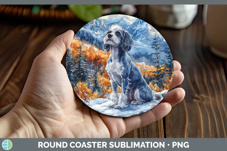 Winter Dogs Hairless Chinese Crested Dog Round Coaster Subli