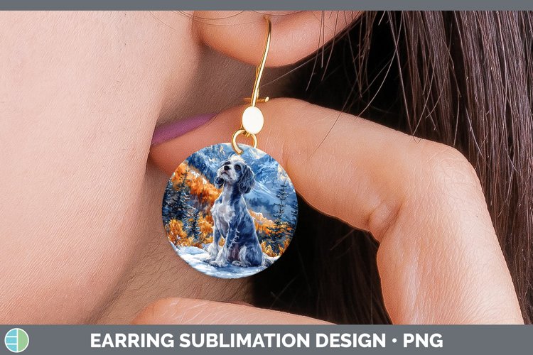GorgeousWinter Dogs Round Earrings design.