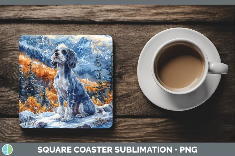 Winter Dogs Hairless Chinese Crested Dog Square Coaster Subl