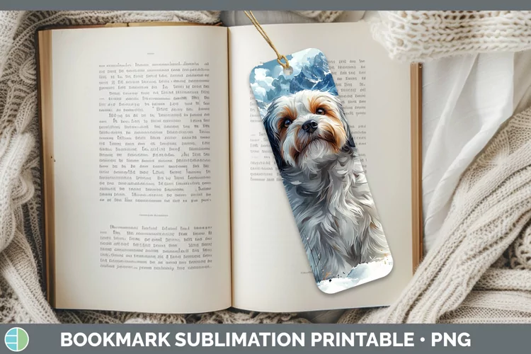 Winter Dogs Havanese Dog Bookmark Sublimation Printable Desi