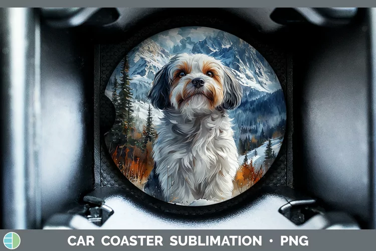 Winter Dogs Havanese Dog Car Coaster Sublimation Coaster Des