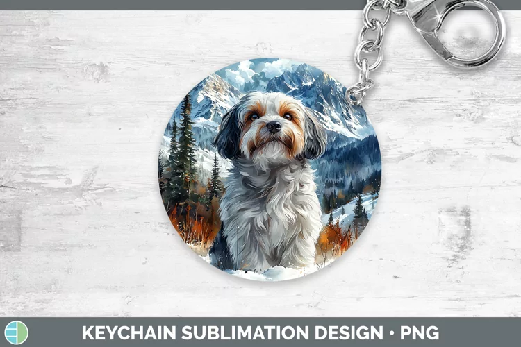 Winter Dogs Havanese Dog Keychain Sublimation Keyring Design
