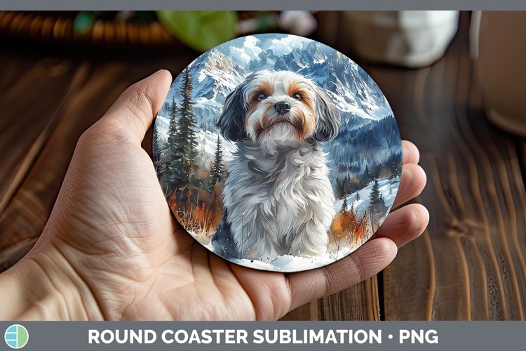 GorgeousWinter Dogs Round Coaster design.