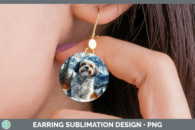 Winter Dogs Havanese Dog Round Earrings Sublimation Earrings