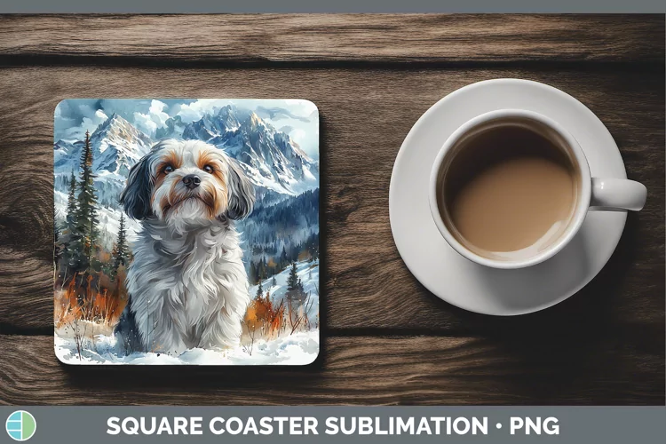 Winter Dogs Havanese Dog Square Coaster Sublimation Coaster