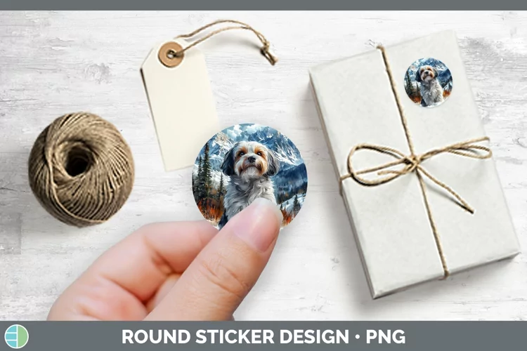 Winter Dogs Havanese Dog Stickers | Round Labels Designs