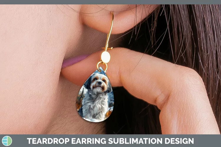 Winter Dogs Havanese Dog Teardrop Earrings Sublimation Earri