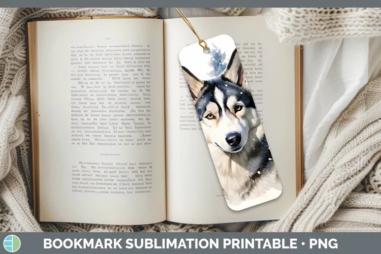 Winter Dogs Husky Bookmark Sublimation Printable Designs