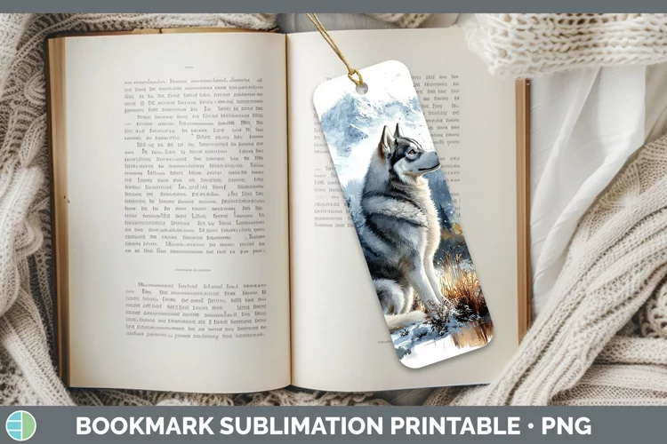 Winter Dogs Husky Bookmark Sublimation Printable Designs