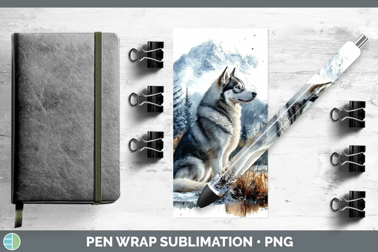 Winter Dogs Husky Pen Wrap Sublimation Epoxy Pen Designs