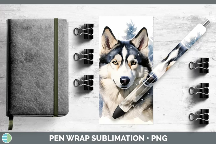 Winter Dogs Husky Pen Wrap Sublimation Pen Designs