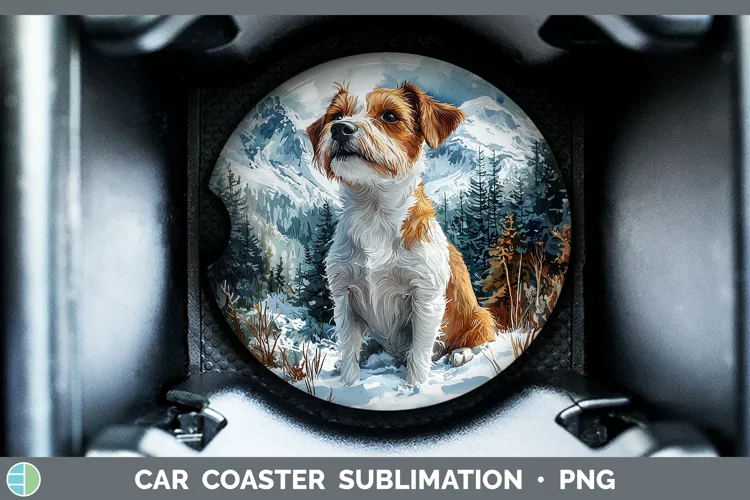 Winter Dogs Jack Russell Terrier Car Coaster Sublimation Coa