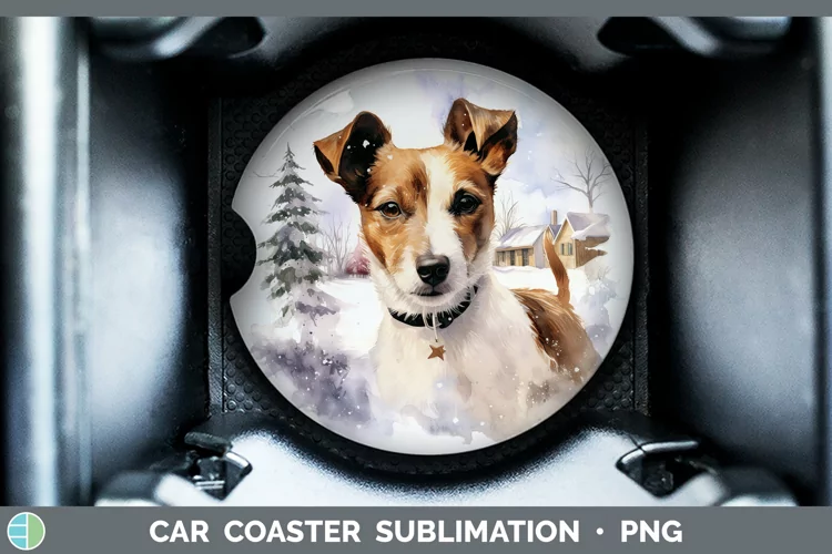 Winter Dogs Jack Russell Terrier Car Coaster Sublimation De