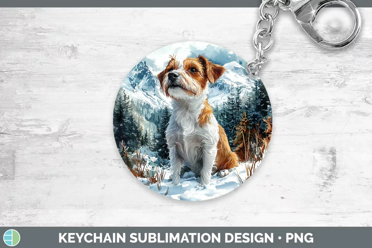 Winter Dogs Jack Russell Terrier Keychain Sublimation Keyrin