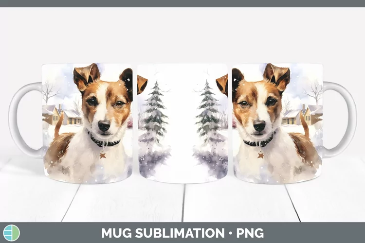 Winter Dogs Jack Russell Terrier Mug Wrap Sublimation Coffee