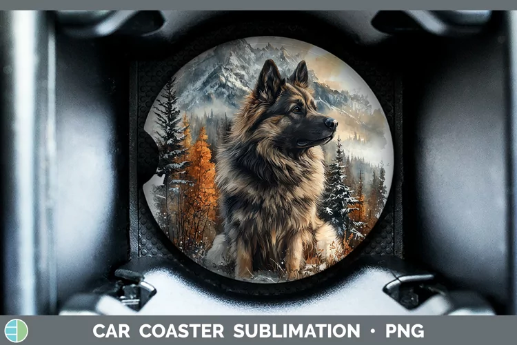 Winter Dogs Keeshond Dog Car Coaster Sublimation Coaster Des