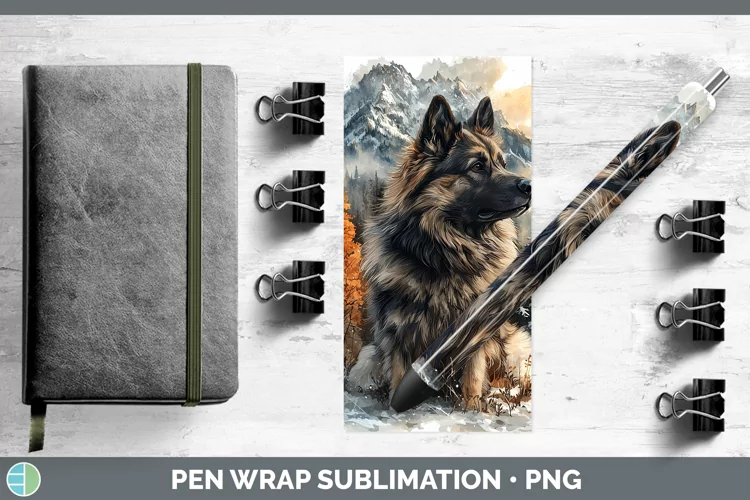 Winter Dogs Keeshond Dog Pen Wrap Sublimation Epoxy Pen Desi