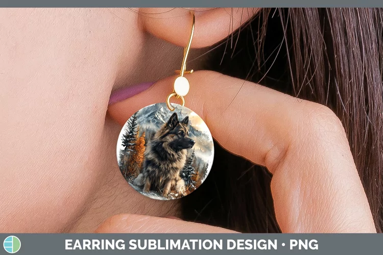 Winter Dogs Keeshond Dog Round Earrings Sublimation Earrings