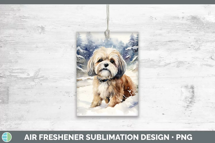 Winter Dogs Lhasa Apso Air Freshener Sublimation Car Freshen