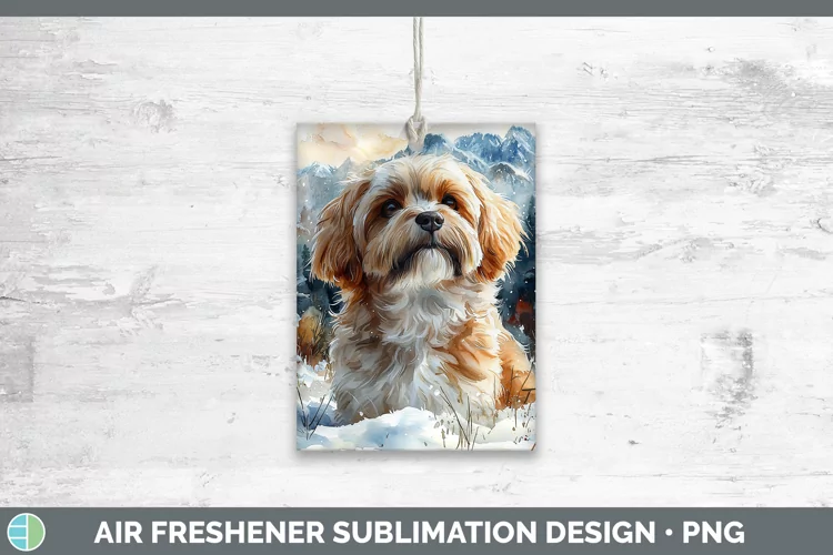 Winter Dogs Lhasa Apso Air Freshener Sublimation Car Freshen