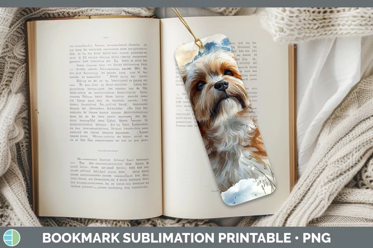 Winter Dogs Lhasa Apso Bookmark Sublimation Printable Design