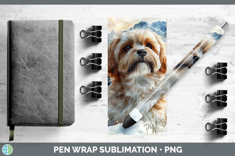 Winter Dogs Lhasa Apso Pen Wrap Sublimation Epoxy Pen Design