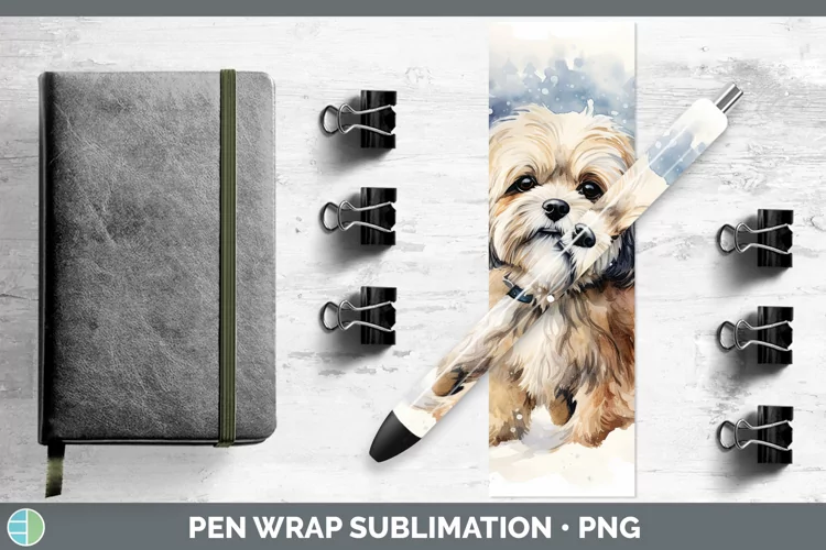 Winter Dogs Lhasa Apso Pen Wrap Sublimation Pen Designs