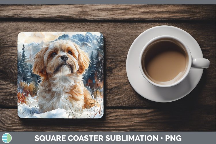 GorgeousWinter Dogs Square Coaster design.