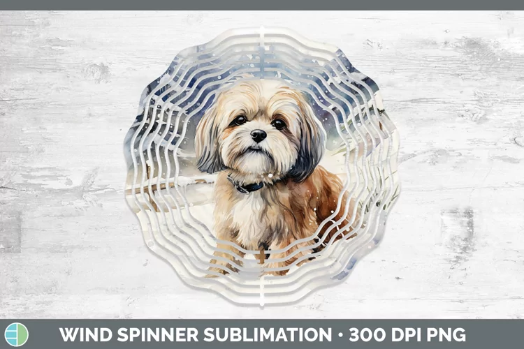 Winter Dogs Lhasa Apso Wind Spinner Sublimation Spinner Desi