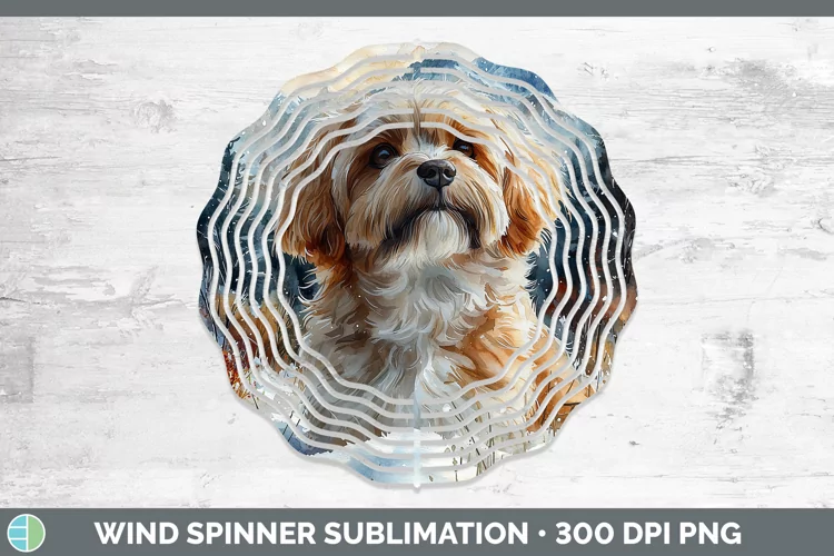 Winter Dogs Lhasa Apso Wind Spinner Sublimation Spinner Desi