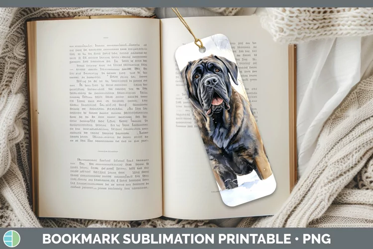 Winter Dogs Mastiff Bookmark Sublimation Printable Designs