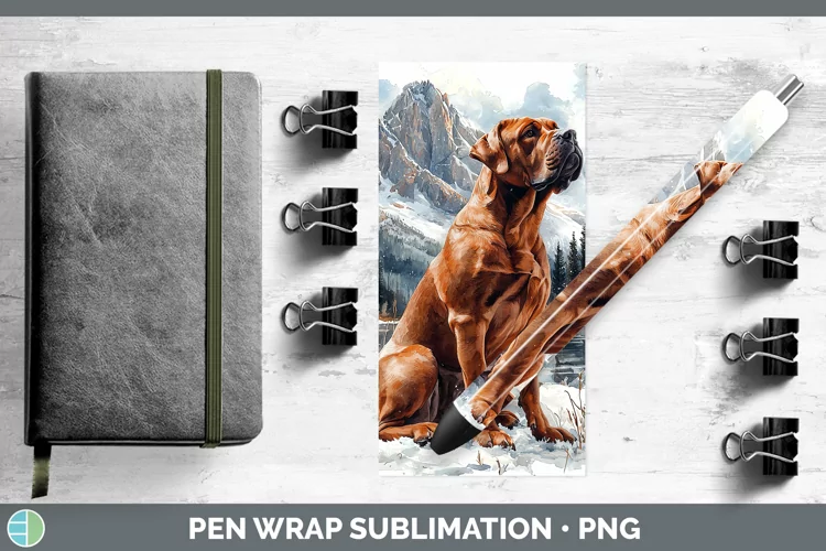 Winter Dogs Mastiff Pen Wrap Sublimation Epoxy Pen Designs