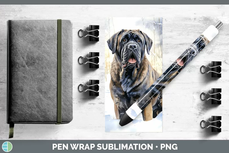 Winter Dogs Mastiff Pen Wrap Sublimation Pen Designs