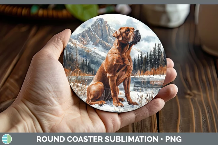 Winter Dogs Mastiff Round Coaster Sublimation Coaster Design