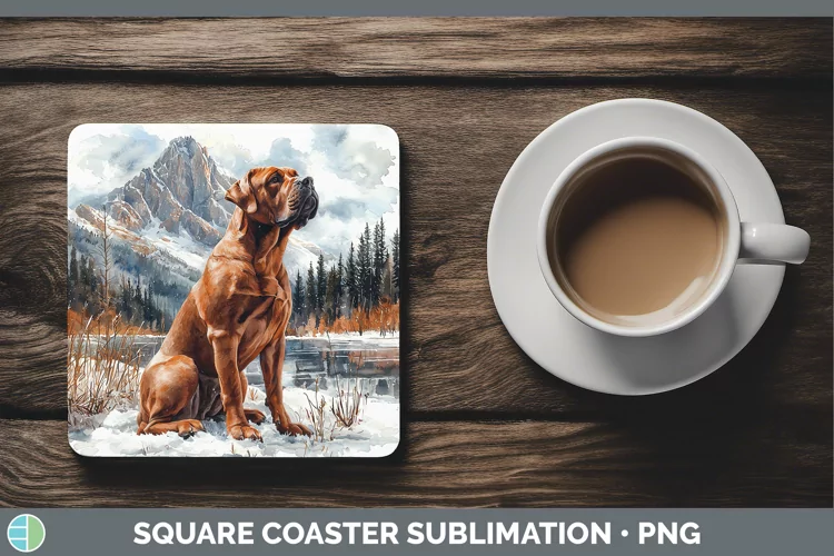 Winter Dogs Mastiff Square Coaster Sublimation Coaster Desig