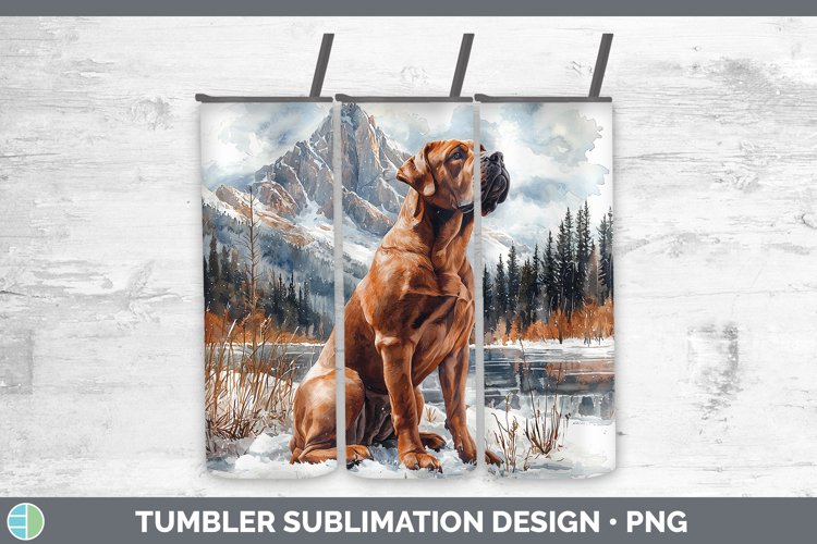 Winter Dogs Mastiff Tumbler Sublimation 20 oz Skinny Tumbler
