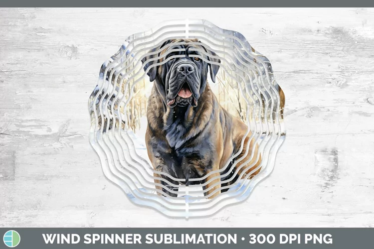 Winter Dogs Mastiff Wind Spinner Sublimation Spinner Designs