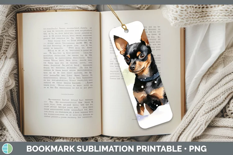 Winter Dogs Miniature Pinscher Bookmark Sublimation Printabl