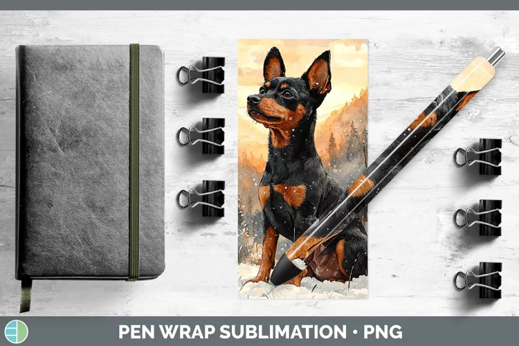 Winter Dogs Miniature Pinscher Pen Wrap Sublimation Epoxy Pe