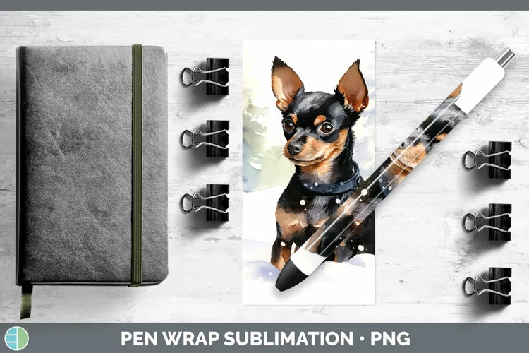 Winter Dogs Miniature Pinscher Pen Wrap Sublimation Pen Desi